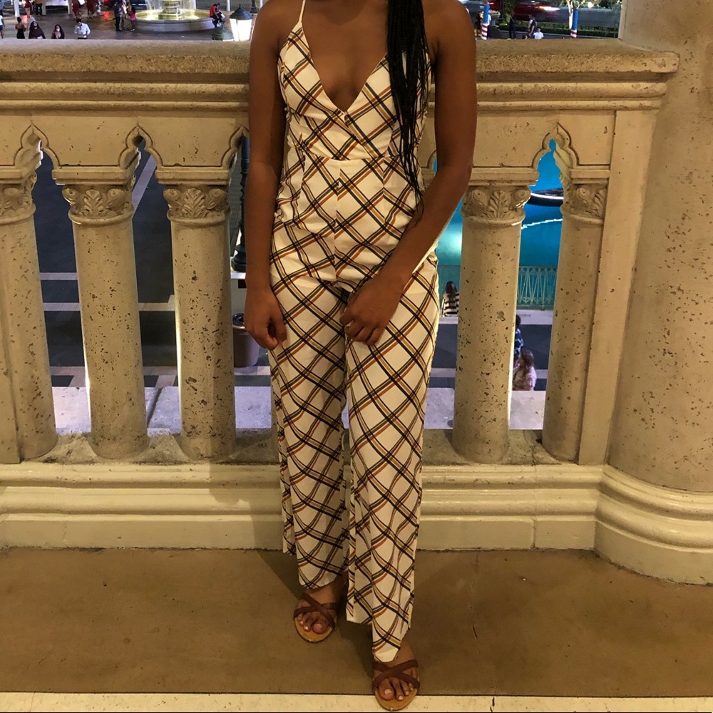 Striped, cross back jumpsuit from Forever 21.